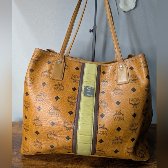 MCM Cognac and Olive Tote Bag - Picture 2 of 12